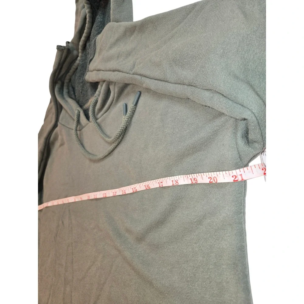 Aerie Women's Cropped Hoodie Sweatshirt SZ‎ XXS Green Raw Hem Long Sleeve - Picture 7 of 8